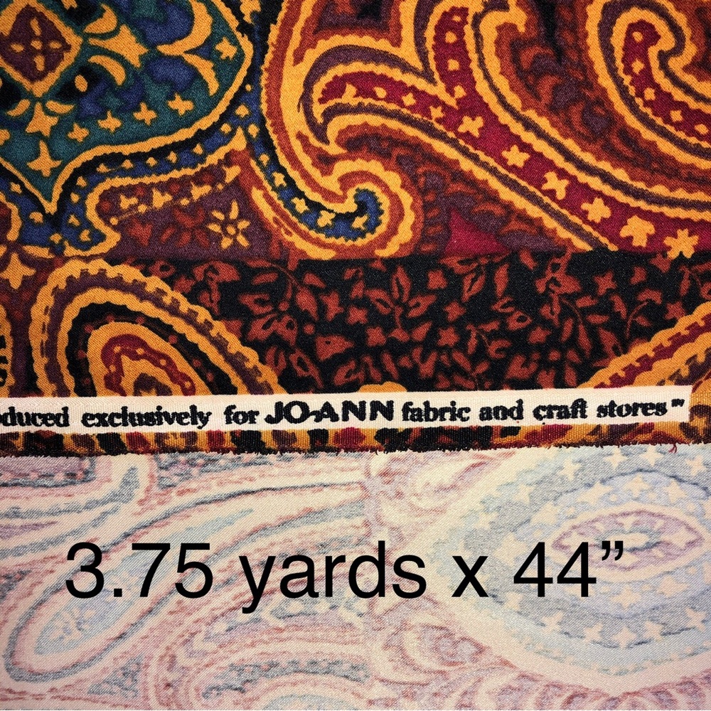 Cotton Blend Paisley Abstract Uncut Fabric (3.75 yds x 44”) GORGEOUS Colors! - Picture 5 of 15